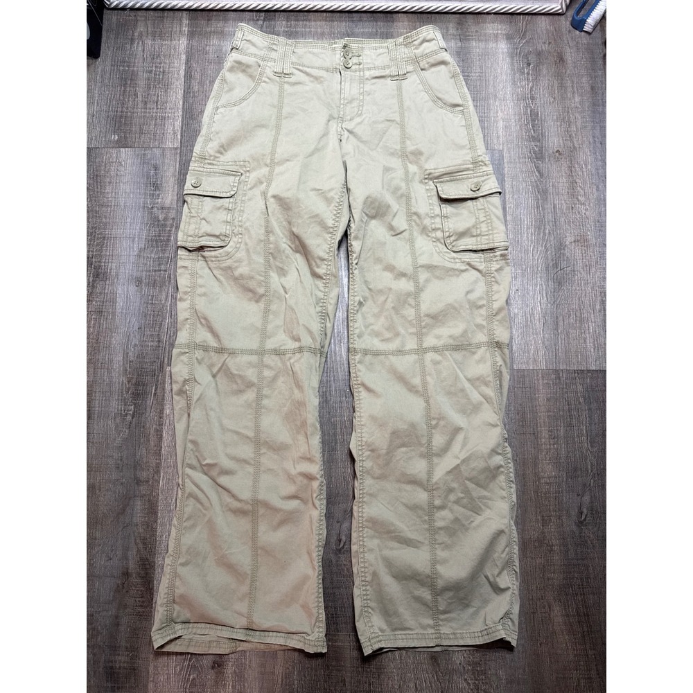 Hollister Low-Rise Baggy Cargo Pants Khaki Tan Wide Leg Y2K Size 0R W25